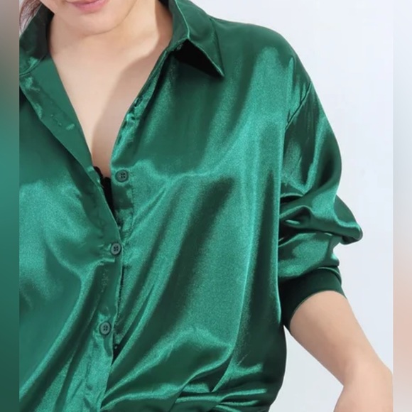 Mable Tops - Mable button down satin blouse green  size S